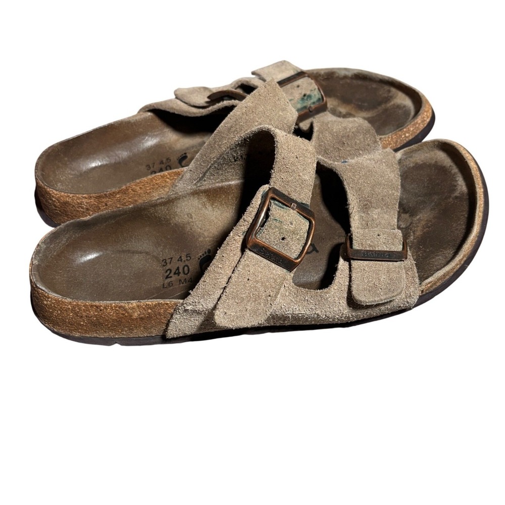 Betula by Birkenstock Womens 37 6.5 Suede Two Strap Buckle Slide Sandals FAIR